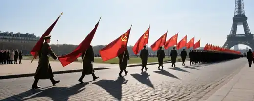 Знамя Победы пронесли через сердце Парижа в рамках акции "Бессмертный полк