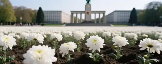 Берлинская дань памяти: Венки благодарности у советского мемориала